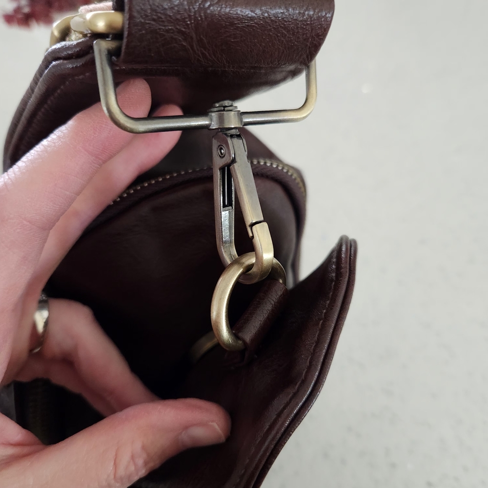 Brown Crossbody Sling Bag with Patterned Strap New Without Tag - Picture 6 of 13